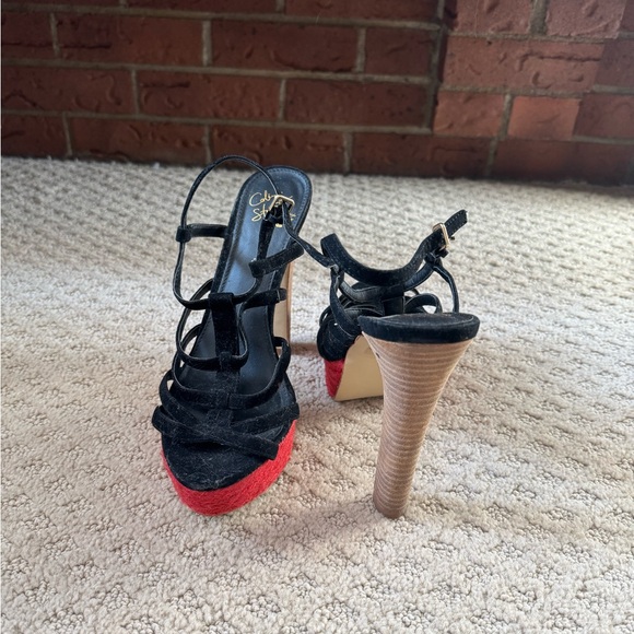 Colin Stuart red rattan and wood heel sandals - Picture 4 of 4